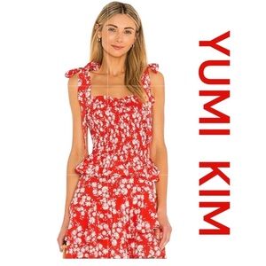 YUMI KIM Moonriver Floral Skirt Set in Red & White, Size L (both pieces).